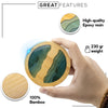Round Ocean Wave Epoxy Resin and Bamboo Coaster Drink Mat - 5 Pack - by Thetford Design