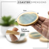 Round Ocean Wave Epoxy Resin and Bamboo Coaster Drink Mat - 5 Pack - by Thetford Design