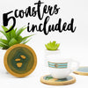 Round Ocean Wave Epoxy Resin and Bamboo Coaster Drink Mat - 5 Pack - by Thetford Design