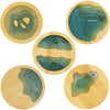 Round Ocean Wave Epoxy Resin and Bamboo Coaster Drink Mat - 5 Pack - by Thetford Design