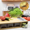 Bamboo Cutting Board with Sliding Drawers and Graters