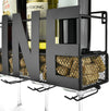 Wall Mounted Metal Wine Rack with 4 Long Stem Glass Holders and Wine Cork Storage